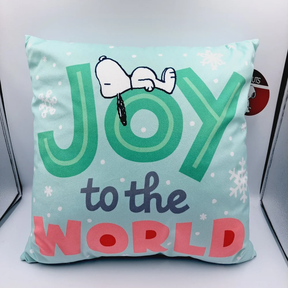 Peanuts Snoopy Joy To The World Holiday Pillow Festive Decor Size 18x18
